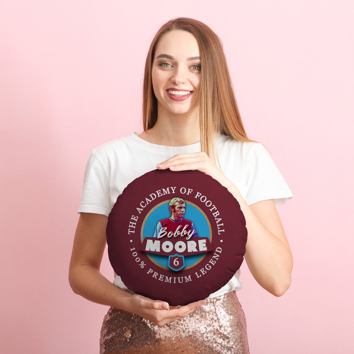 West Ham  Moore - Football Legends - Circle Cushion 14"