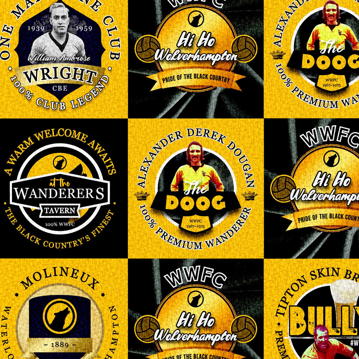 Wolverhampton - Football Legends - Microfibre Beach Towel - 150cm x 75cm