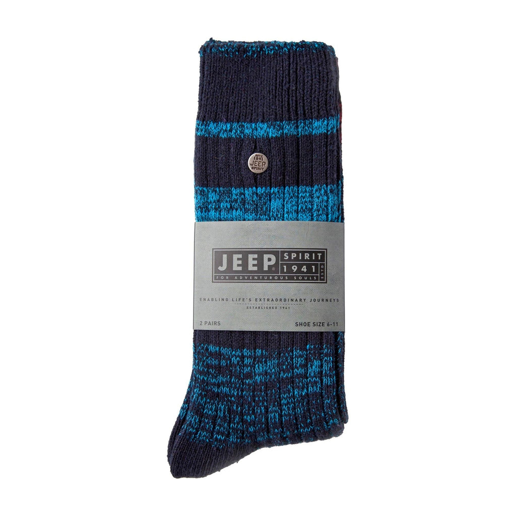 2 Pack Men's Casual Ribbed Cotton Dress Socks | Midweight Square Knit Socks