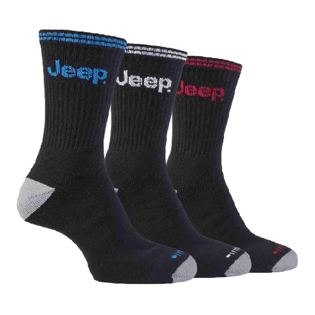 3 Pack Mens Cotton Thick Cushioned Terry Sport Socks with Retro Stripe