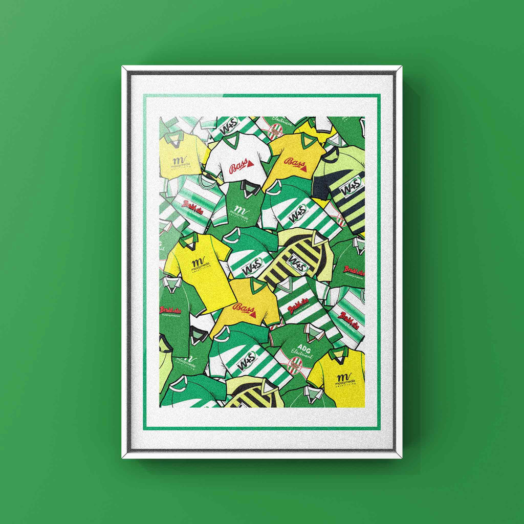 Yeovil Kit Collage Retro Shirts Football Print