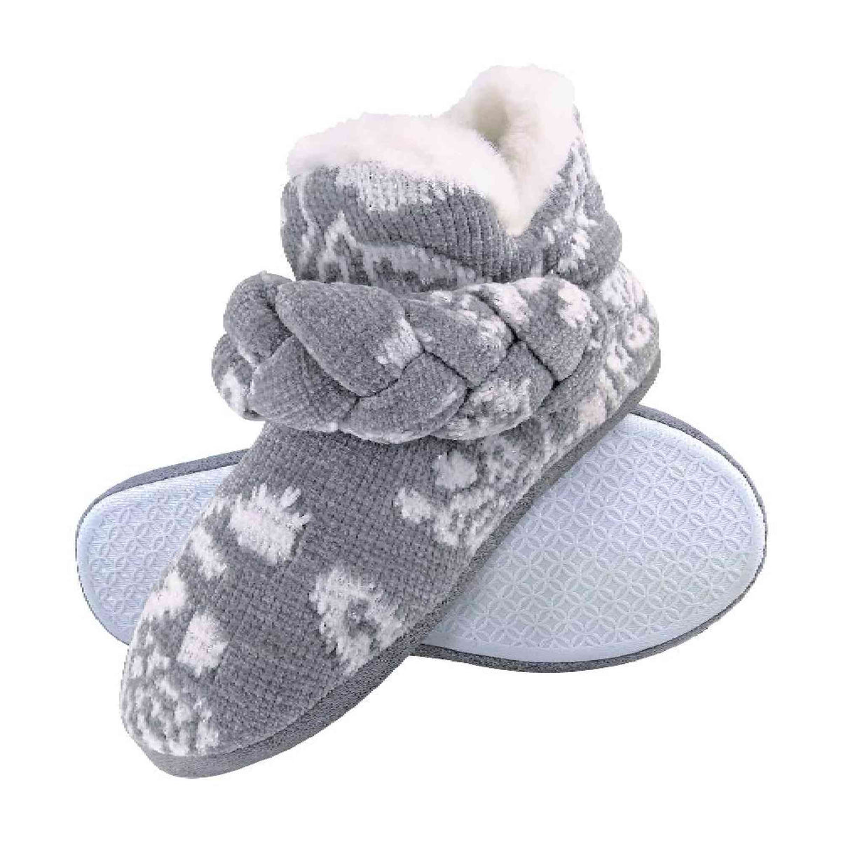 Ladies Knitted Warm Fleece Plush Slipper Boots (6 Sizes)