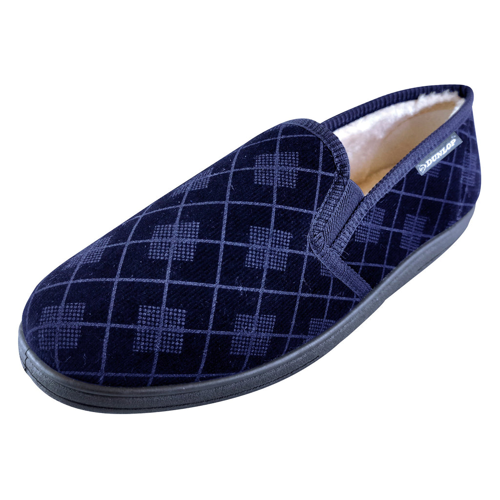 Mens Plush Fur Lined Memory Foam Plaid Checked Slippers (6 Sizes)