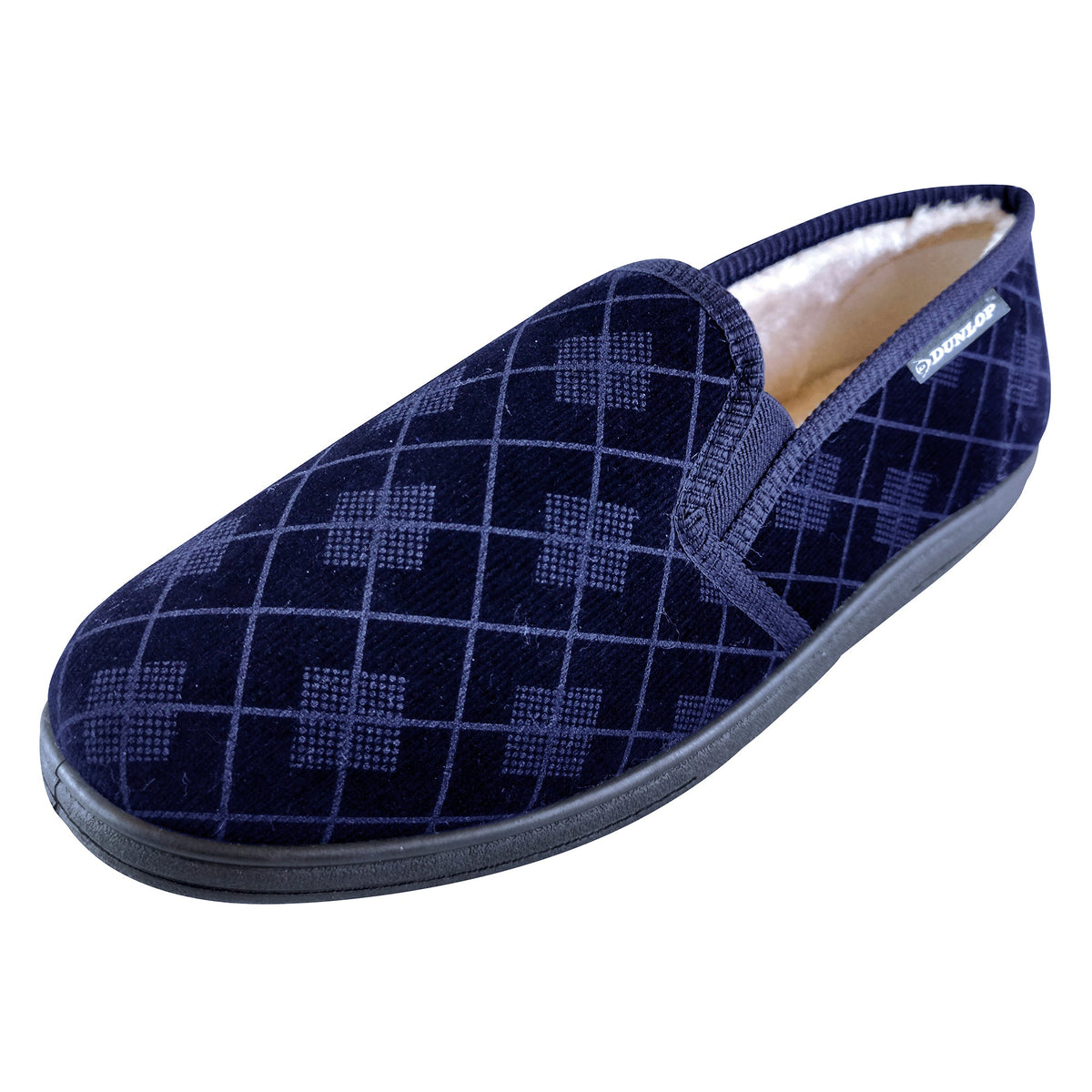 Mens Plush Fur Lined Memory Foam Plaid Checked Slippers (6 Sizes)