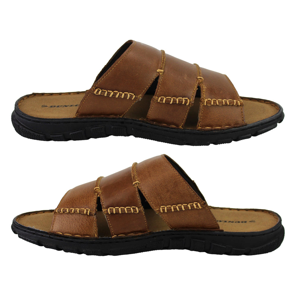 Mens Summer Beach Leather Slip On Slippers
