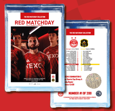 Aberdeen v Dumbarton Official Limited Edition Collector Card 24/25 - Card Number 43 of 200