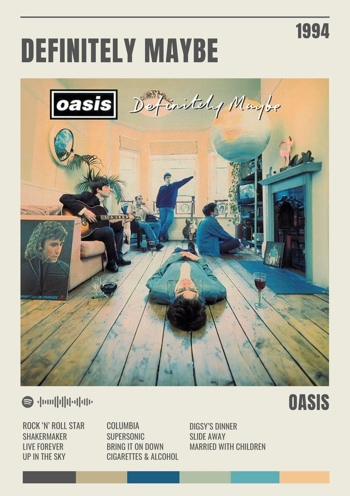 Definitely Maybe - Oasis Inspired Album Track Poster