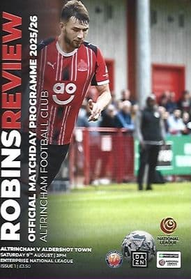 Altrincham 2025/2026 Official Home Matchday Programmes