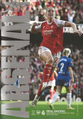 Arsenal Women 2025/2026 Official Home Matchday Programmes
