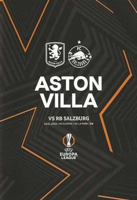 Aston Villa 2025/2026 Official Home Matchday Programmes