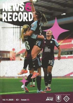 Aston Villa Women 2025/2026 Official Matchday Programmes