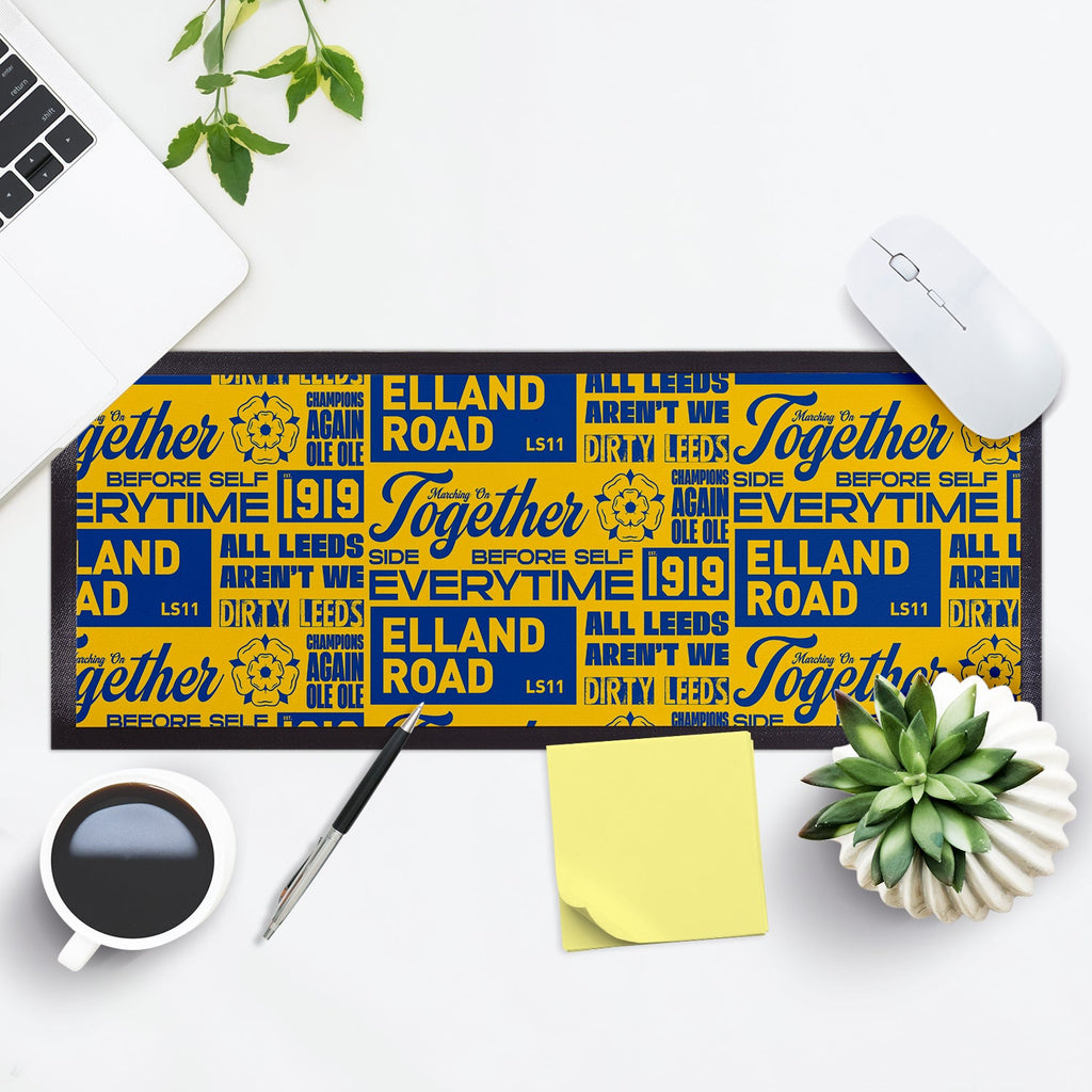 Leeds - Word Montage - Yellow & Blue - Bar Runner