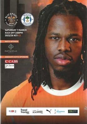 Blackpool 2025/2026 Official Home Matchday Programmes