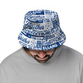 Leeds - Word Montage - White & Blue - Bucket Hat