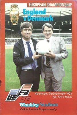 England v Denmark Official Matchday Programme - 21st September 1983