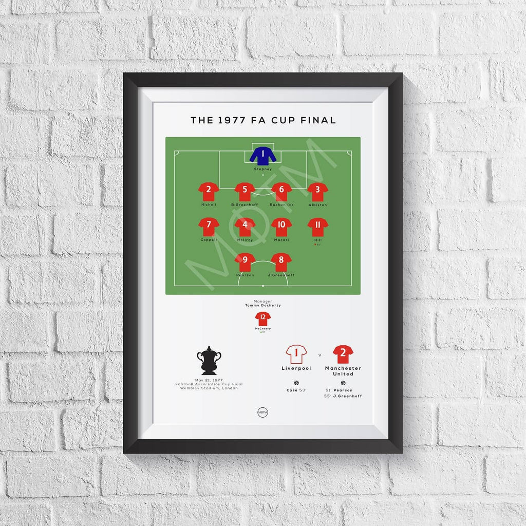 Manchester Reds vs Liverpool 1977 Cup Final Print