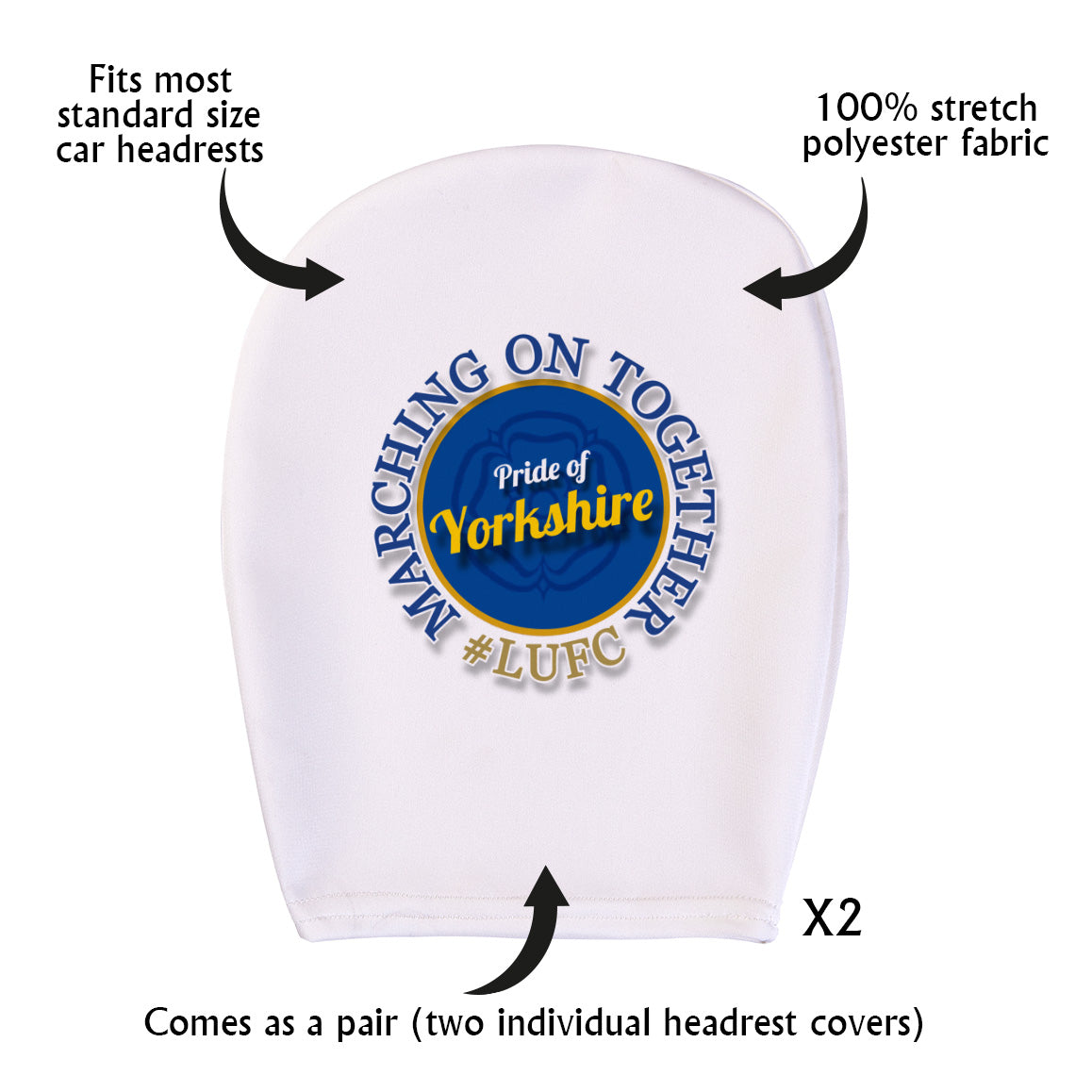 Leeds marching on together- Football Legends - Headrest Cover