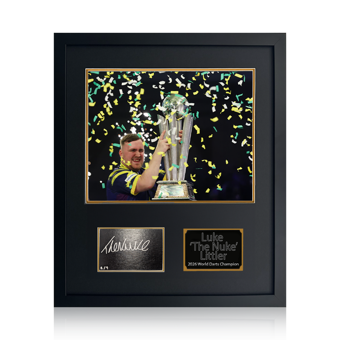Luke Littler 2026 World Champion Signed Cut 2/9 Compact Frame