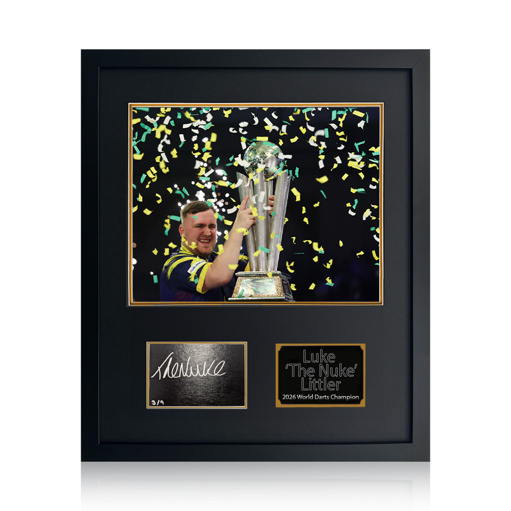 Luke Littler 2026 World Champion Signed Cut 3/9 Compact Frame