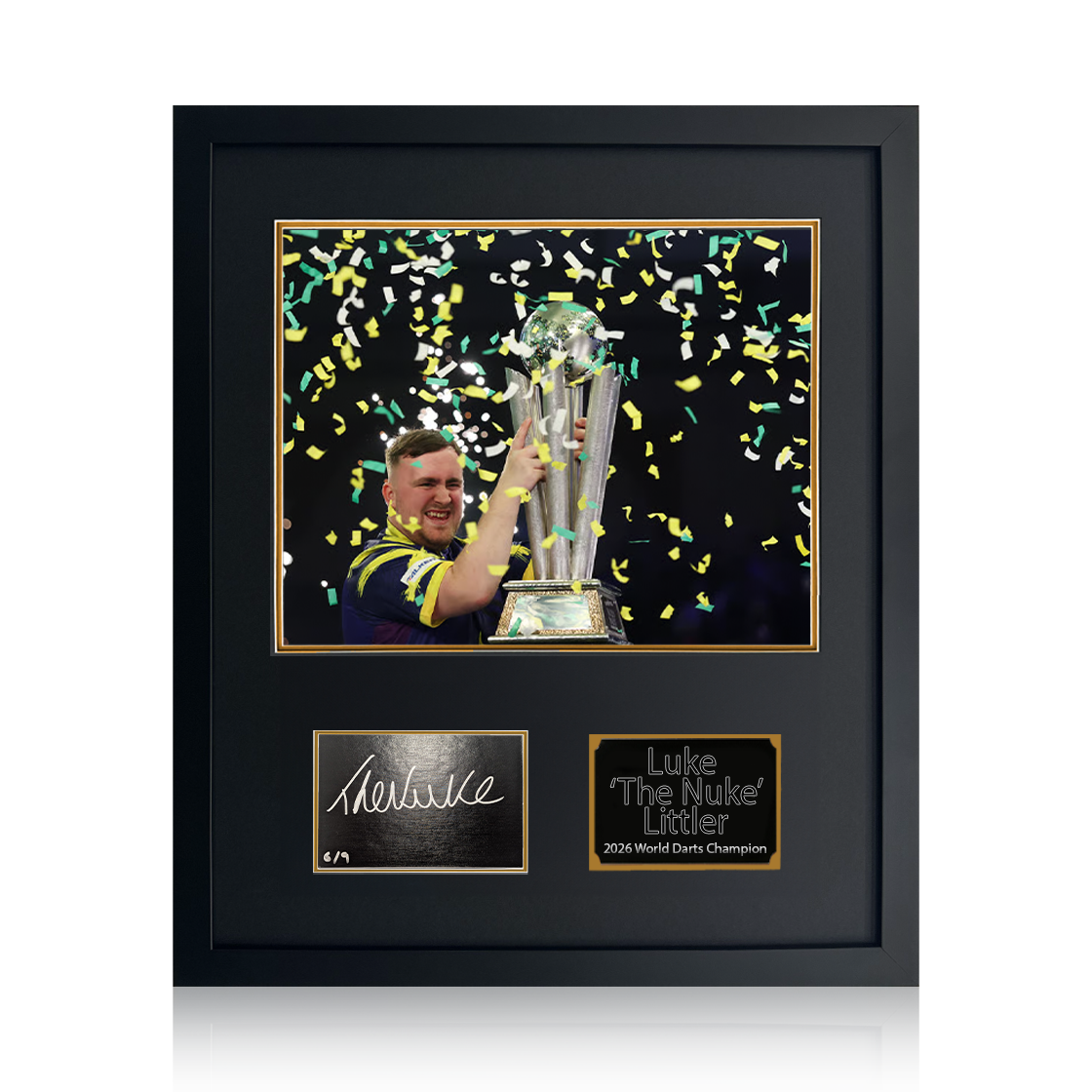 Luke Littler 2026 World Champion Signed Cut 6/9 Compact Frame