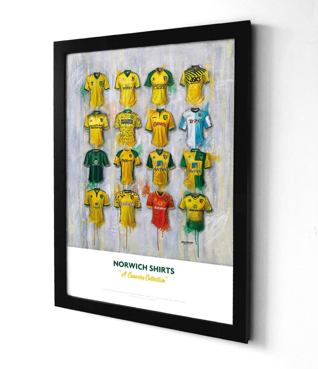 Norwich FC Shirts - A2 Signed Limited Edition Prints