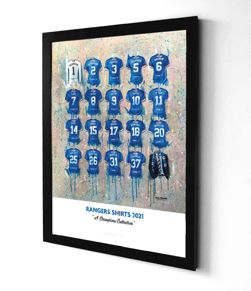 Rangers FC Champions Shirts - A2 Signed Limited Edition Prints