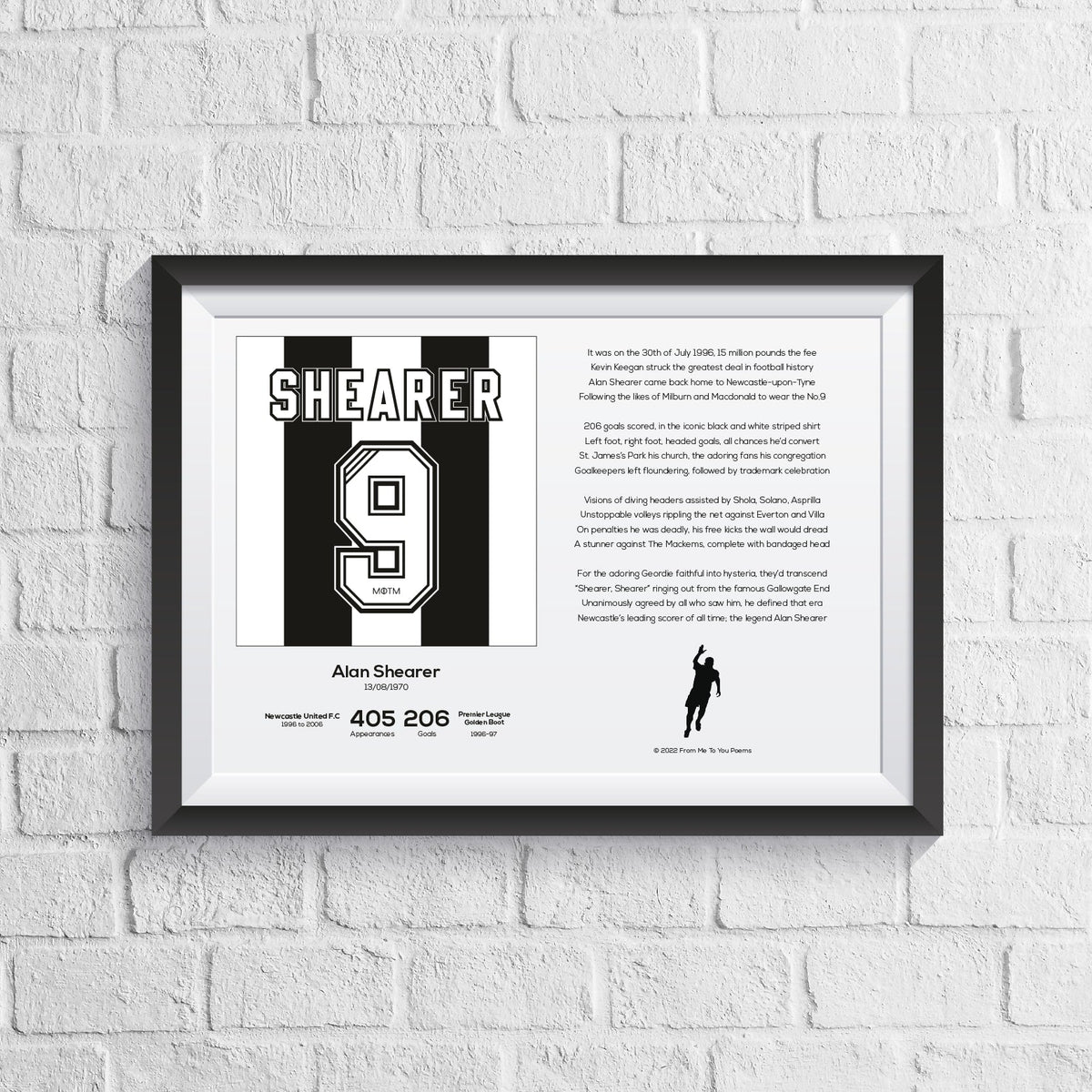 Alan Shearer Newcastle Stats & Poem Print
