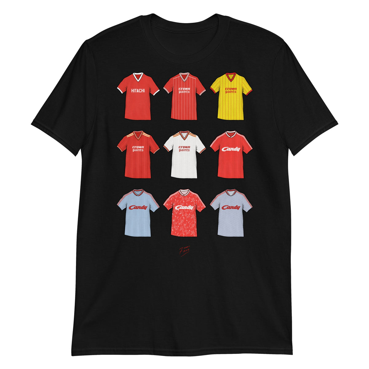 Liverpool Retro Shirts Illustrated Football T-Shirt