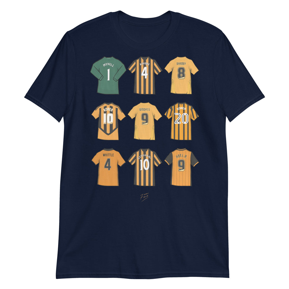 Hull Legends of the Tigers Illustrated Football Themed T-Shirt