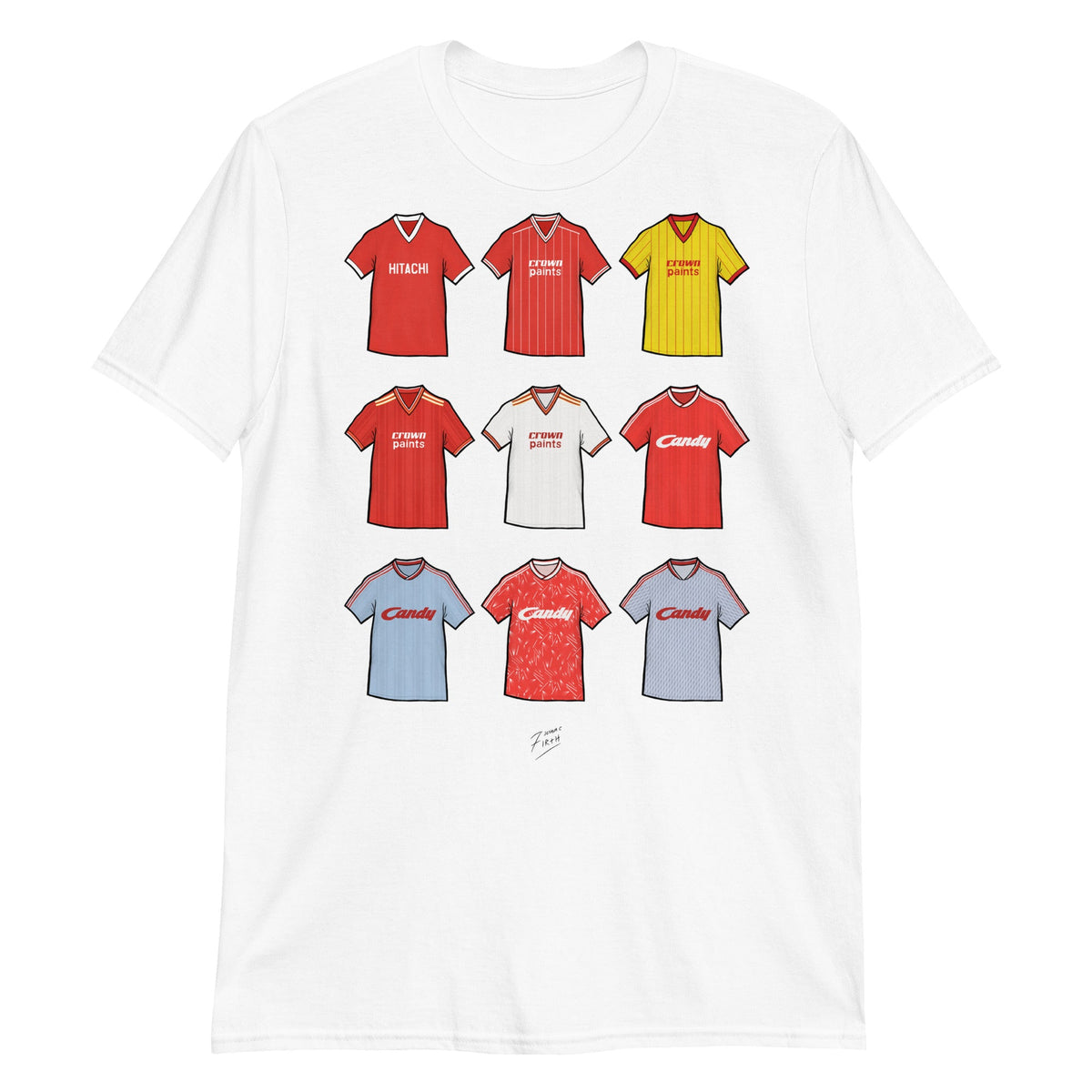 Liverpool Retro Shirts Illustrated Football T-Shirt