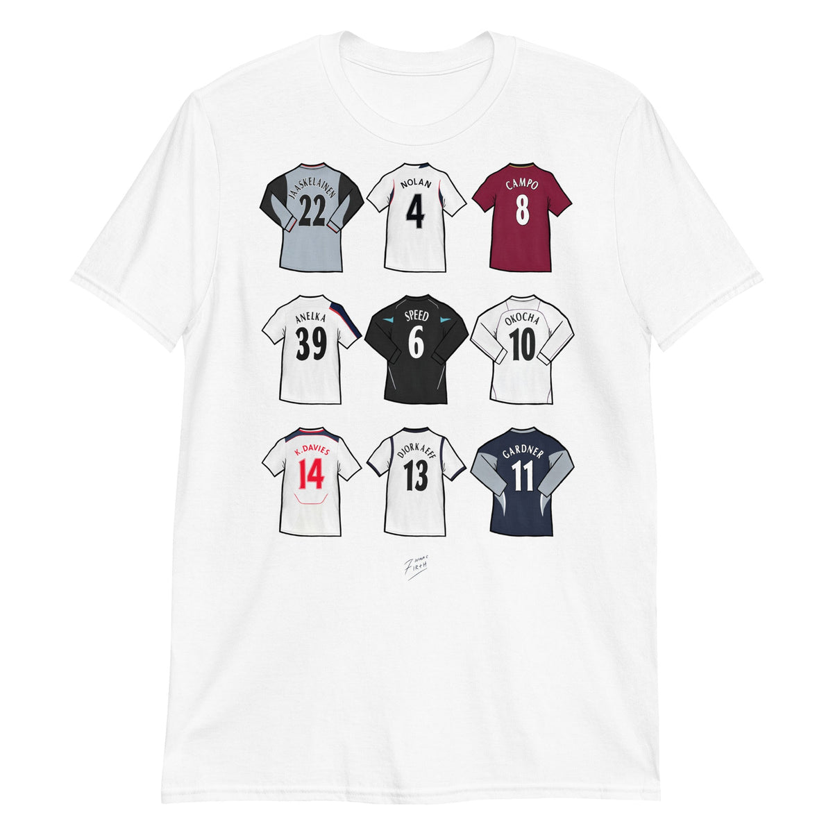 Bolton Legends Shirts Illustrated Football Themed T-Shirt