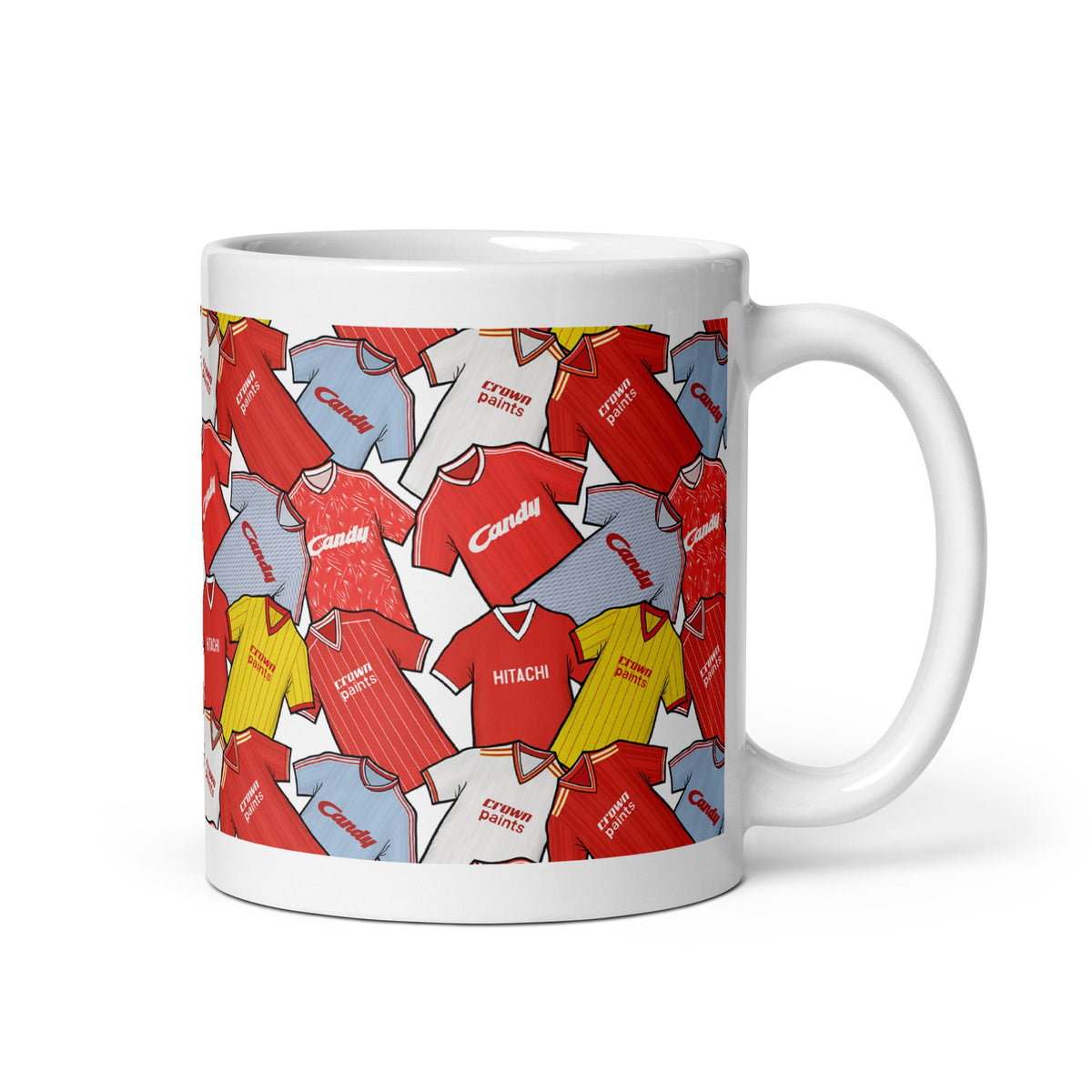 Liverpool Retro Shirts Collage Illustrated Ceramic Football Mug